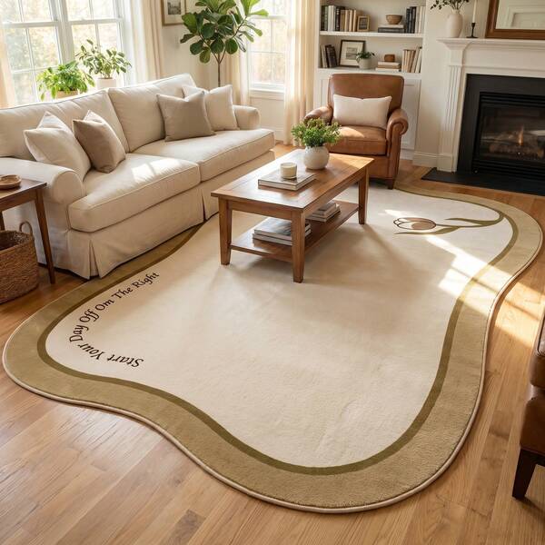 1pc Faux Wool Area Rug, Soft Vintage Carpet For Living Room, Bedroom, Dining Room, Office Entrance, Home Decor