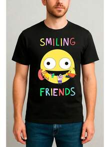 Colorful Smiling Friends Black T-Shirt In All Sizes. - Black - View 2