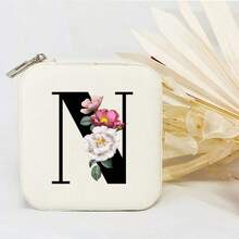 个性化首字母伴娘首饰盒 个性化花卉旅行首饰盒 婚礼新娘派对礼物 - 白色 - 查看 59