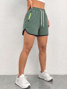 Quần short thể thao nữ màu trơn, quần chạy bộ nhẹ 5 inch dành cho nữ, có túi khóa kéo, kiểu dáng tối giản thời trang, dáng rộng, phù hợp cho hoạt động thể dục ngoài trời hàng ngày, chạy bộ, mặc thường ngày mùa hè. - màu xanh lá - Xem 6