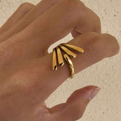 VKHK 1 Stück 18K vergoldeter Edelstahlring, geeignet für den täglichen Gebrauch von Frauen, Geschenk