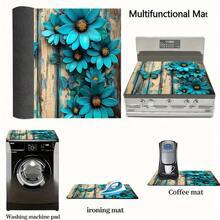 1pc Blue Butterfly Floral Theme Coffee Machine Mat, Dishwasher Mat, Utensil Mat, Table Mat, Specially Suitable For Coffee Machines And Coffee Pots, Bar Counter Mat, Bar Accessories, Ideal For Kitchen Use - Multicolor - View 10