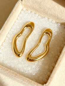 1 par de pendientes asimétricos y geométricos huecos - Pendientes geométricos de oro - Ver 3