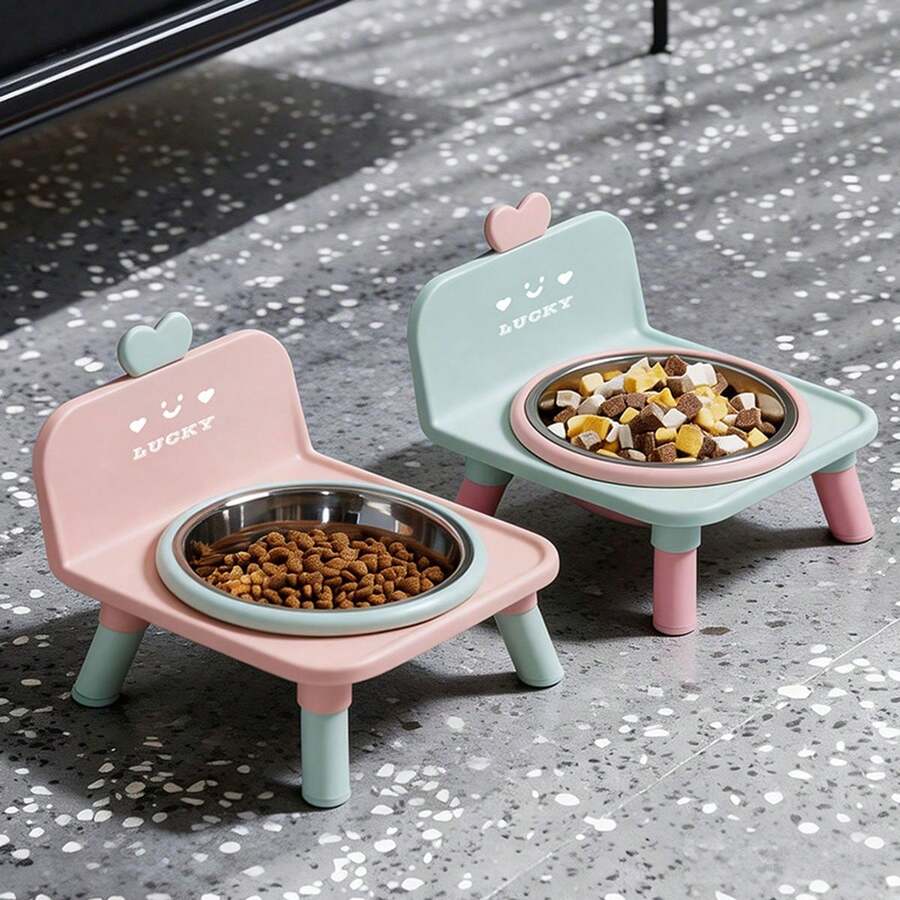 1 bát ăn cho thú cưng có chân đế cao chống tràn và bảo vệ cổ, đường kính lớn, dùng cho mèo/chó.