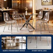 Clear Acrylic PET Spoon Chairs (Sleek Silver Legs) - 4-Piece Set Modern Chic Dining Seats - Silver - View 5