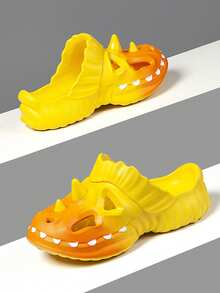 Novelty Dinosaur Shaped Men's Breathable Sandals | Cartoon 3D Dinosaur Design | Durable Thick-Sole Clogs | Suitable For Indoor, Outdoor, Beach, Vacation Casual Wear | Men's Slip-On Slippers | Summer Flip Flops | Comfortable Unisex Sandals - Yellow - View 5