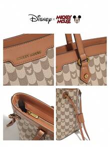 Disney 迪士尼官方授权女士商务休闲包，米奇印花，简约设计，大容量单肩包，适合工作、通勤、休闲 | 复古风格设计，适合女性 - 彩色 - 查看 11