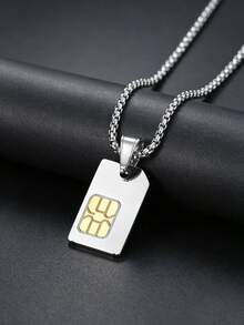 1 chiếc mặt dây chuyền hình thẻ SIM bằng thép không gỉ cá tính, sáng tạo, phù hợp cho nam giới, dùng hàng ngày. - mặt dây chuyền vòng cổ - Xem 3