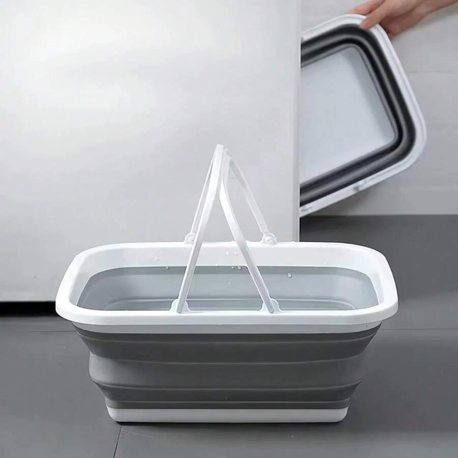 Collapsible Silicone Cleaning Bucket With Handle – Foldable Laundry & Mop Basin, Space-Saving Portable Water Tub For Home & Travel - View 1