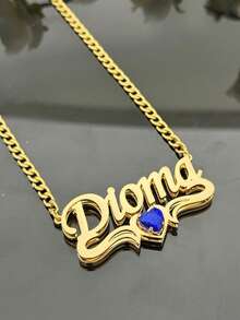 Bộ trang sức khắc tên theo yêu cầu gồm bông tai và dây chuyền, quà tặng trang sức cá nhân hóa. - Kiểu 2 - Xem 3