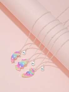 3件套女孩蝴蝶渐变吊坠项链，闺蜜友谊项链 - 彩色 - 查看 4