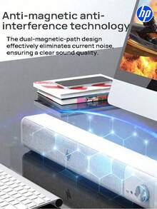 HP WS10 Pro - 台式电脑音箱条形音箱，带一键静音、集成耳机和麦克风插孔、立体声、USB 连接、3.5 毫米 AUX 接口 - 黑色 - 查看 6