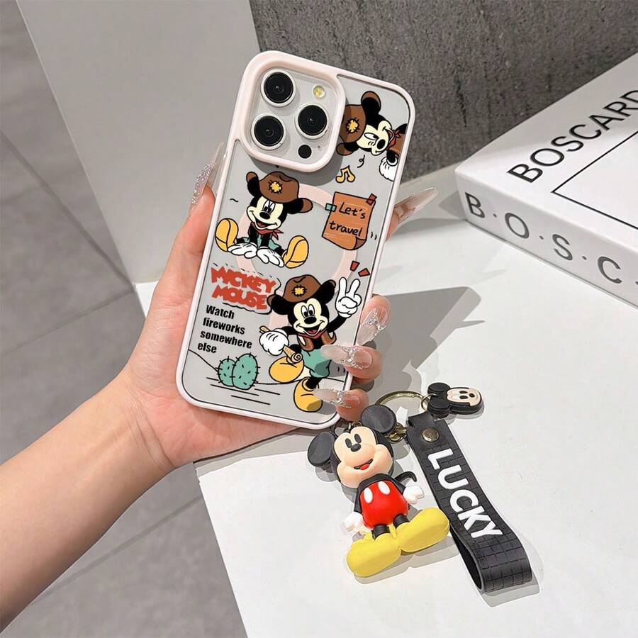 Este estuche para teléfono con patrón de Mickey Mouse de Disney cuenta con un cierre magnético resistente y una cobertura completa de material acrílico y TPU. Es a prueba de golpes, ligero y adecuado para iPhone17/16/11/13/15/15 Plus/15 Pro/15 Pro Max/12/14 Pro Max/11 Pro Max/12 Pro/12 Pro Max/13. Es un regalo de cumpleaños popular, un regalo de negocios, duradero, resistente a las manchas y a las huellas dactilares. Nuevo estuche para teléfono para hombres y mujeres. También incluye un estuche para teléfono de Mickey Mouse y una pulsera de muñeco de Mickey Mouse. Compatible con la serie Galaxy S20, S21, S22, S23 y S24. Es el regalo perfecto para amigos y familiares. Este elegante estuche para teléfono es divertido, ligero y duradero. Estuche para iPhone17 Pro Max, estuche para Minnie. - Rosa - Ver 1