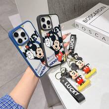 This Disney Mickey Mouse Pattern Lanyard Phone Case Features A Strong Magnetic Closure And Full Coverage Of Acrylic And TPU Material. It's Shockproof, Lightweight, And Suitable For IPhone17/16/11/13/15/15 Plus/15 Pro/15 Pro Max/12/14 Pro Max/11 Pro Max/12 Pro/12 Pro Max/13. It's A Popular Birthday Gift, Business Gift, Durable, Stain-Resistant, And Fingerprint-Resistant New Phone Case For Men And Women. It Also Includes A Mickey Mouse Phone Case And Mickey Mouse Doll Bracelet. Compatible With SamsungGalaxy S20, S21, S22, S23, And S24 Series. It's The Perfect Gift For Friends And Family. This Stylish Phone Case Is Fun, Lightweight, And Durable. IPhone17 Pro Max Phone Case, Minnie Phone Case. - màu đen - Xem 4