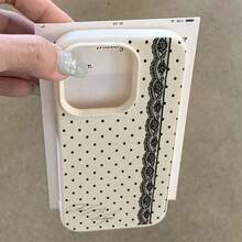 1pc Signature Lace Polka Dot Pattern Full Coverage TPU Shockproof Phone Case, Compatible With Apple 16, 15, 14, 13, 12, 11 Pro Max, And Series - Multicolor - View 4