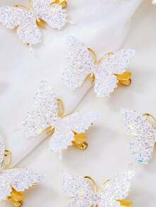 10个/套 白色闪光蝴蝶金属发夹，优雅精致的发饰，适合日常使用 - 彩色 - 查看 5