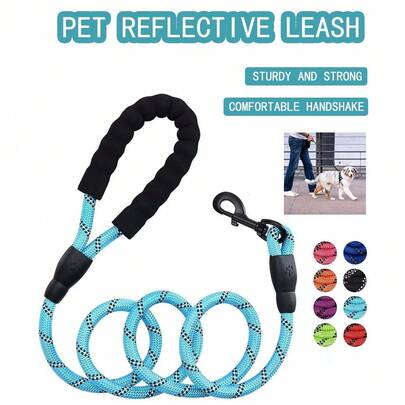1 pieza, Correa para perro con material reflectante para uso al aire libre por la noche, correa para perro a prueba de explosiones con mango de espuma y correa de tracción, adecuada para perros de tamaño mediano y grande, correa para perros grandes, equipada con gancho de , correa para pasear perros, utilizada para entrenamiento y senderismo al aire libre