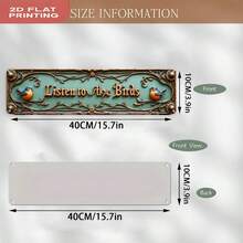 2D Flat, Vintage Mint Green With Flying Bird Branch Metal Wall Decor, Rustic Turquoise Decorative Plate With Ornate Leaf Border, 15.7 X 3.9 Inches (40 X 10 Cm), Easy Installation Farmhouse Decor For Office, Porch, Bird Lover Gift, Home Decoration, 2D Flat - A - View 6