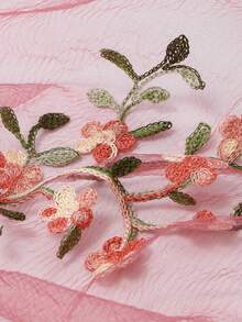 1 pieza Nuevo chal de mujer con bordado de flor de ciruelo en malla, chal con borde floral bordado de encaje vintage, pañuelo versátil - Multicolor - Ver 10