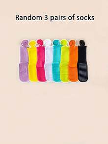 1/3/5pcs Women's Adjustable Rainbow Color Non-Slip Silicone Yoga Socks, Suitable For Pilates, Ballet, Home Workout - Multicolor - View 5