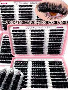 180 Clusters Of Dense 8D Fluffy Manga Lash Wispy Anime Lash Extensions 10-18MM Cluster Eyelash Extensions, D-Curly Individual Lashes, Reusable, Beginner-Friendly-600D/200D - D+ - 查看 1
