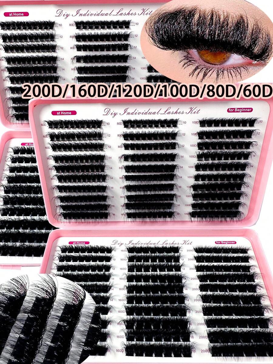 180 Clusters Of Dense 8D Fluffy Manga Lash Wispy Anime Lash Extensions 10-18MM Cluster Eyelash Extensions, D-Curly Individual Lashes, Reusable, Beginner-Friendly-600D/200D - D+ - 查看 1