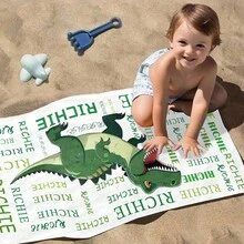 Personalized Children's Beach Towel, Custom Letter Combination And Fun Beach Pattern Design, Exclusive For Children, Girls, Boys, Adults, Quick Drying Custom Towel, Suitable For Beach, Pool, Bathroom, Exclusive Gift - Multicolor - View 9
