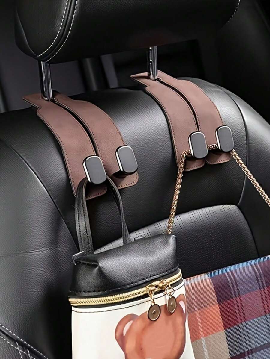 Juego de ganchos para respaldo de asiento de coche (con 2 ganchos), diseño de gancho oculto - Hecho de cuero PU, apto para todos los modelos de coche, puede colgar bolsos y mochilas en el reposacabezas - Regalo de alta calidad para Navidad, Acción de Gracias, Pascua, Cumpleaños, Día de la Madre y también apto para decoración interior y del hogar - Multicolor - Ver 1