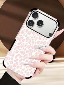 1个亮色豹纹软皮防震防尘手工保护壳，适用于苹果17 Pro Max/16 Pro Max/16 Plus/13 Pro Max/14 Pro Max/13/14/11/12 Pro/11/15 Pro、三星Galaxy S24 Ultra，带扬声器孔设计，适合作为节日礼物 - 淺粉色 - 查看 6