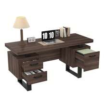 Simple Desk Measuring 135 X 54 Cm, Made Of High-Quality MDF And Steel Tubing, Soft-Close Drawer, Hanging File Drawer, Spill-Resistant, Large Desktop, Optimized Storage, Brown - A - 查看 5