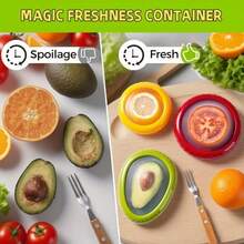 Caja de Frescura para Aguacate y Juego de Almacenamiento de Cebolla, Contenedor de Preservación de Frutas y Verduras de Silicona, Apto para Refrigerador, Contenedor de Frescura Reutilizable, Apto para Tomates, Limones, Ajo, Patatas - Reducir el Desperdicio de Alimentos - Multicolor - Ver 10