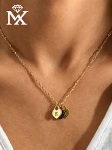 Dây chuyền mặt dây chuyền hình trái tim khắc chữ cái gia đình theo yêu cầu - Mặt dây chuyền hình trái tim bằng vàng khắc chữ tùy chỉnh - Món quà trang sức ý nghĩa dành tặng phụ nữ nhân Ngày của Mẹ. - Vàng - Xem 2