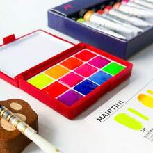 1pc 12-Well Mini Watercolor Palette With Lid, Travel Painting Mixing Tray, Pigment Storage Box (Paints Not Included) - Single Piece - View 3