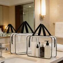 2 Piece Clear Storage Tote Bag, Large Capacity Travel Cosmetic Case, Waterproof Zipper Pouch Set For Women Men - 2PCS - 查看 3