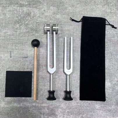 Professional Tuning Fork Set For Ear Candling - 128Hz, 512Hz, 432Hz, 256Hz 2-Piece Combination Set, Body-Weighted Forks For Yoga And Meditation - Frequency Devices