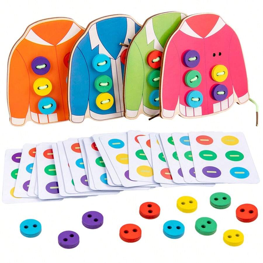 Dollar Item Store Promotion Toys Clothes Button Game Threading Shoelace Teaching Learn To Tie Shoelaces Kid Early Education Toy