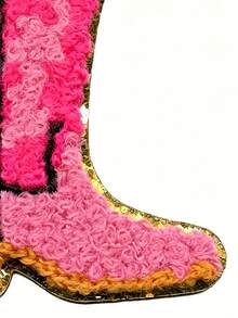 1 miếng vá giày cao bồi bằng vải nhung màu hồng dễ thương kiểu miền Tây thêu, có thể ủi lên. - Nhiều màu - Xem 6