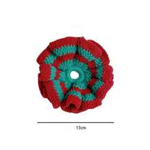 1pc New Handmade Crocheted Heavy-Duty Wool Scrunchie, Stylish And Elegant Ponytail Hair Tie, Bun Hair Tie - 聖誕紅 - 查看 4