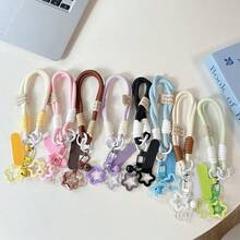 1pc Dopamine Hollow Star Phone Case With Thickened Braided Lanyard, Anti-Drop Keychain - Multicolor - View 5