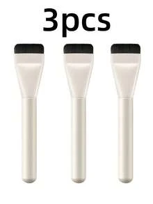 3支装全新超薄平头粉底/面膜刷，化妆师必备工具，隐形无痕，旅行便携纤细粉底刷，轻盈面部轮廓刷，平头面膜刷，晕染膏粉底刷，粉底刷，遮瑕刷，腮红刷，轮廓刷，腮红刷，塑形刷，散粉刷，粉底刷，腮红刷 - 彩色 - 查看 11