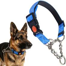 Martingale Dog Collar With Stainless Steel Chain And Reflective Nylon, Adjustable No Pull Training Collar, For Small Medium, And Large Dogs - Blue - View 2