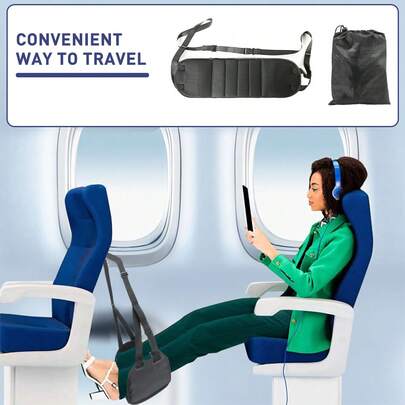1 cái Đệm để chân máy bay mới nhất, Đệm để chân dành riêng cho hãng hàng không có đệm có thể tháo rời và dây đai có thể điều chỉnh, Võng để chân du lịch bằng mút hoạt tính