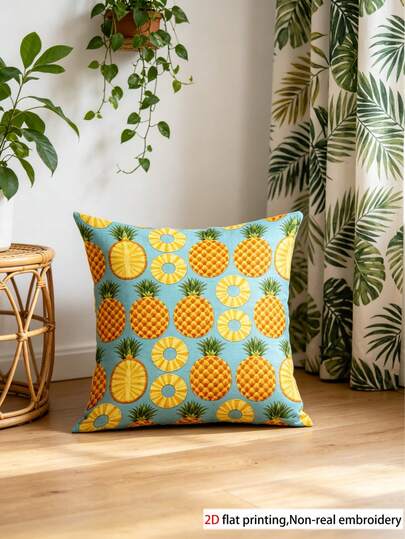 1 Vỏ gối trang trí bằng vải nhung mềm mại, kích thước 45*45 cm, họa tiết quả dứa, lý tưởng cho phòng khách, phòng ngủ, văn phòng (không bao gồm ruột gối), vỏ gối in hình quả dứa thời trang | Họa tiết quả dứa | Gối trang trí bền chắc