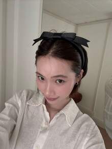 1件新款缎面芭蕾舞蝴蝶结发箍，甜美公主女孩刘海发箍 - 彩色 - 查看 4