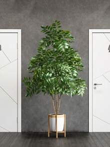 76/140cm Artificial Tropical Ficus Tree, Large Southern Bamboo Fake Branches, Plastic Palm Tree, Tall Green Ficus, Suitable For Home Decor, Gardening, Office, Potted Plants (Not Included) - Green - View 5