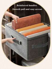 Foldable Clothing Storage Box With Handle, Large Capacity Breathable Wardrobe Organizer, Zipper Reinforced Portable Storage Bag, Suitable For Blankets, Bedding, Space-Saving, Bedroom Home Use - Multicolor - View 6