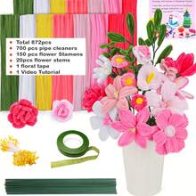 872 Pcs Pink Or Multicolor Chenille Stems Mega Bundle - 7 Vibrant Colors Pipe Cleaners, Bulk Pack For DIY Floral Bouquets, Handmade Crafts & Perfect Valentine's Day Gifts - 872pcs - View 7