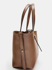 Bolso de mano tipo cesta mini, bolso de hombro/bandolera versátil, elegante y sencillo, adecuado para ir al trabajo, ir de compras, citas y salidas casuales - Marrón - Ver 5