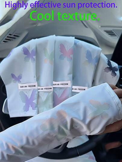 Ống tay chống nắng in hình bướm dành cho nữ - Thoáng khí với cổ tay co giãn, thích hợp cho đạp xe, lái xe và các hoạt động ngoài trời. Màu sắc tươi sáng, phù hợp cho mọi mùa, phụ kiện đường phố, thiết kế ôm sát, phụ kiện xe đạp, ống tay chống nắng thời trang, vải mềm mại, phiên bản dành cho nữ.