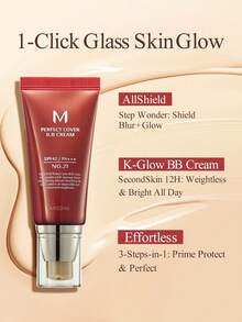 Crema BB de cobertura total Missha, anti-envejecimiento SPF42 - MISSHA M Perfect Cover, 50ml - Cobertura completa de larga duración, hidratante, maquillaje para piel perfecta, CC Cream, cuidado de la piel blanqueador e hidratante, esencial para vacaciones, encanto de chica rosa, regalo de Navidad para ella, marca de maquillaje de moda, vuelta al colegio, nupcial, verano, San Valentín, vacaciones - #23 Beige natural - Ver 7